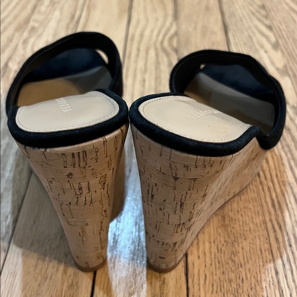 Veronica beard Dali black suede and cork platform wedge sandals - Picture 4 of 7